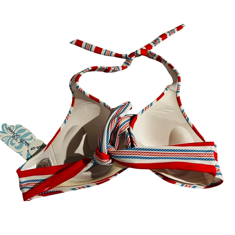 Beach Diva Push Up Strioed Bikini Top Size 10 NWT - Picture 2 of 4